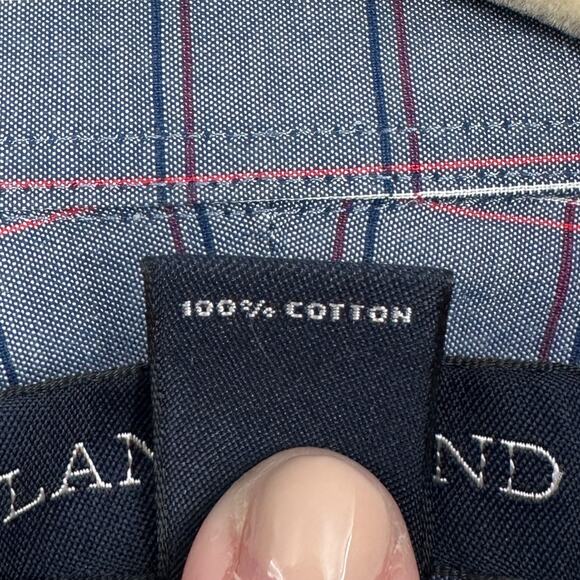 Lands End Blue Plaid Long Sleeve Button Up Collared Shirt Slim Fit Size 15 32/33 - Picture 4 of 7